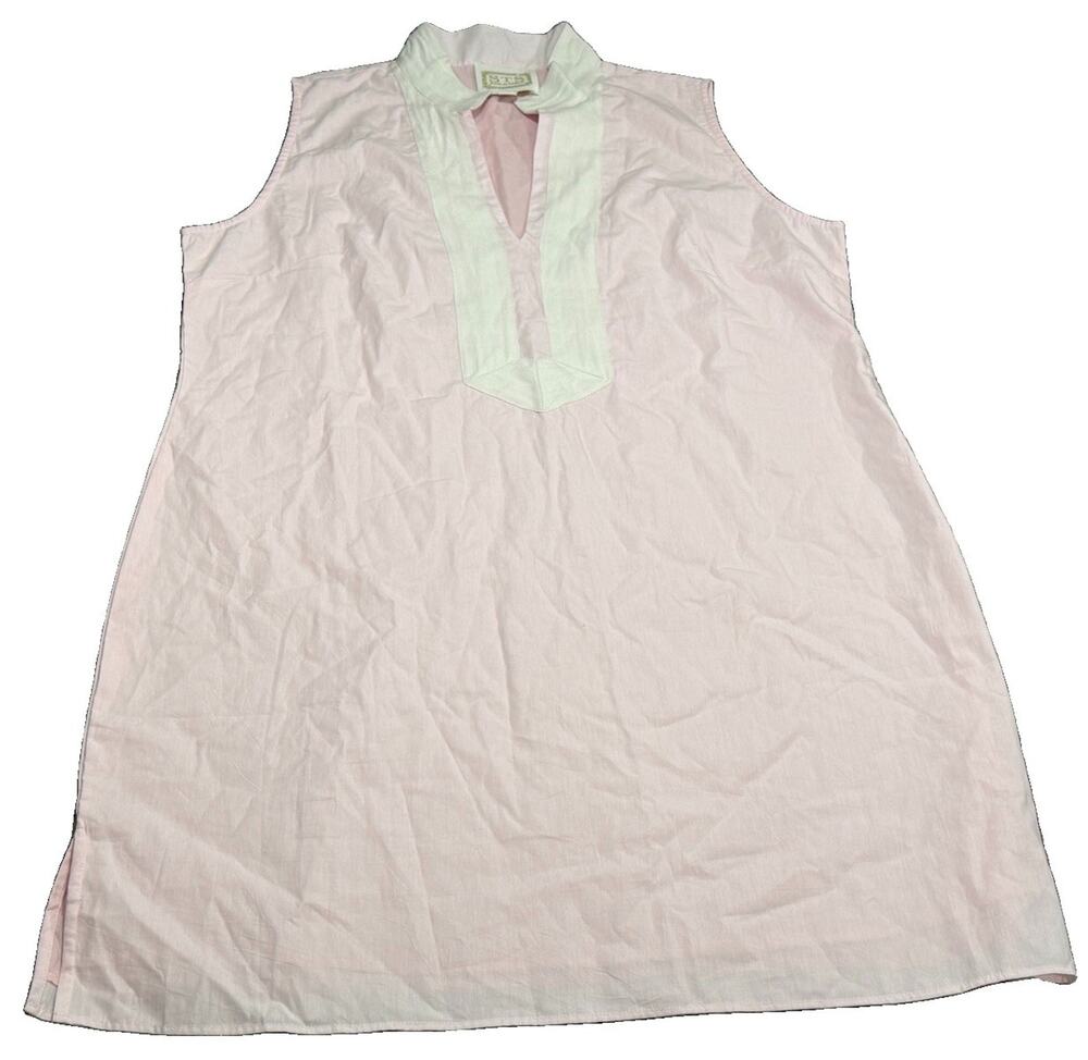 SAIL TO SABLE Sleeveless Classic Tunic Dress Pink 100% Cotton Pink/White Sz XL